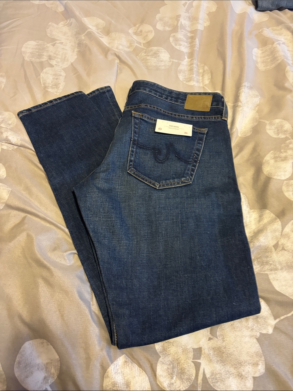 Ag Adriano Goldschmied Dark Blue Straight-Leg Jeans, the Nikki,